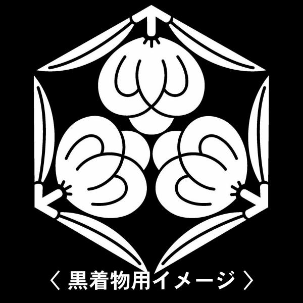 【 亀甲三つ茶の実 紋 】6枚入(布製のシール)羽織や着物に貼る家紋シール。男性 女性 留袖 黒紋付...