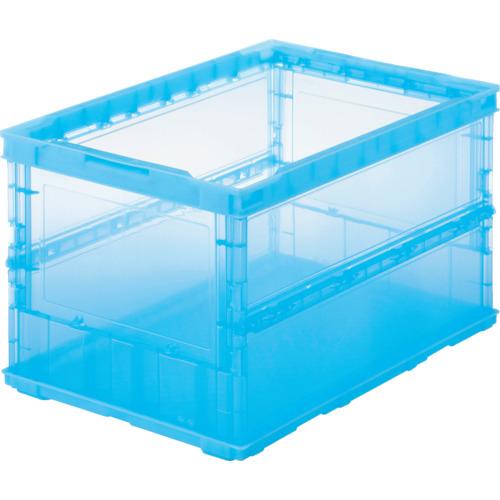 TRUSCO オリコン 薄型折りたたみコンテナ スケルコン 50L 透明ブルー 青 TSKO50B