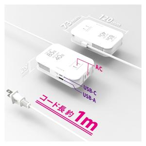 カシムラ 海外用薄型2口変圧器USB-A+C ...の詳細画像3