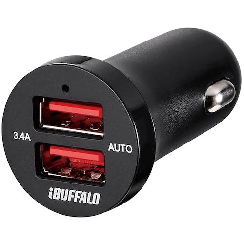 BUFFALO 3.4A シガーソケット用USB急速充電器 AutoPowerSelect機能搭載 ...