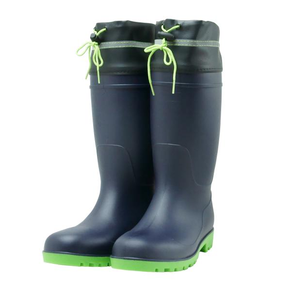 ACE PVC フード付安全長靴(紺・黄) 1足 WS3400 26.5