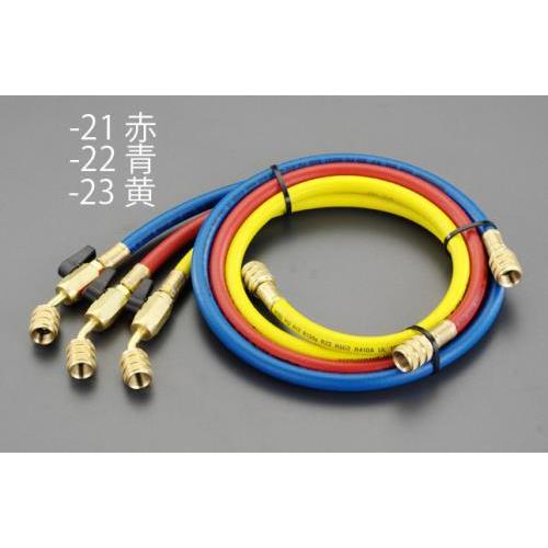 ESCO エスコ 100cm/R32R410A ボールバルブ付チャージングホース(黄 EA104TF...