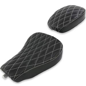 YIBO ハーレー スポーツスター シート ブラック ダイヤモンド ステッチ フロント/リアセット XL883 XL1200