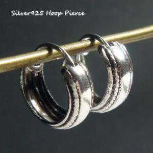 フープピアス メンズ レディース 両耳 シルバー 925 シンプル 14mm