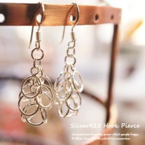 シルバーピアス フックピアス ハート 3連 輪っか エスニック 円