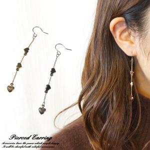 ピアス 鳥 鳩 ハト キツツキ シェル ドロップ 雫型 カッティングビーズ