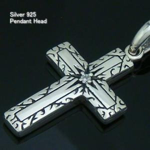 シルバー925 クロスモチーフ石付きペンダントトップ silver925 