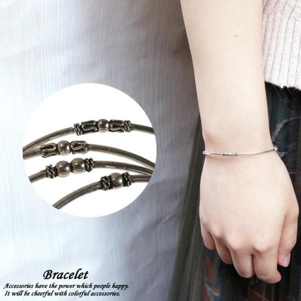 シルバー925 silver925 シルバーブレスレット バングル シャカ玉 丸球 エスニック ワン...