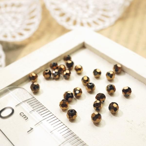 多面カットビーズ直径3mm ブロンズ ガラスビーズ チェコビーズ アクセサリーパーツ