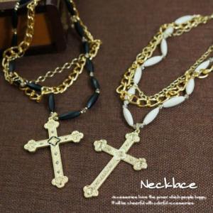 ネックレス 十字架 クロス ロザリオ 3連 大きめ 大きい 大ぶり