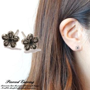 シルバーピアス スタッドピアス 花 フラワー ブルー 青 シルバー925