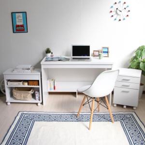 パソコンデスクセット 110cm デスク+チェスト+ラック 省スペースタイプ ホワイト ジェイサプライ J-Supply デスク 東京百貨店