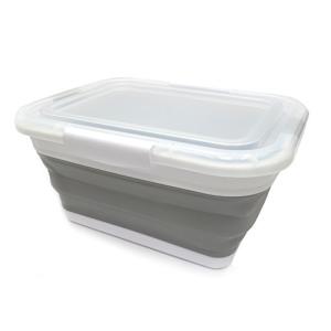 SAMMART 折りたたみ式 プラスチック製 洗濯かご フタ付き - 折りたたみ式 ポップアップ 収納コンテナ/整理ケース - ポータブル洗濯槽 -