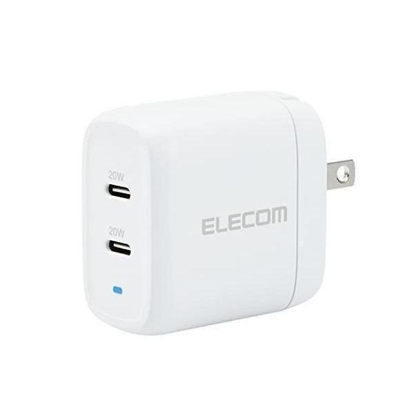 エレコム MPA-ACCP25WH ホワイト USB コンセント 充電器 USB PD認証 合計40...
