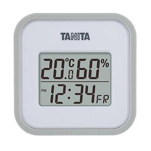 タニタ 温湿度計 TT-558 GY 温度 湿度 デジタル 壁掛け 時計付き 卓上 マグネット グレー