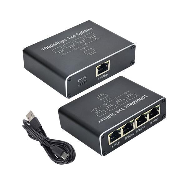 LAN 分配器 LAN ケーブル 分岐 1000Mbps スイッチングハブ RJ45 1入力4出力 ...