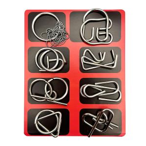 知恵の輪 パズルセット 8個入り ピンク 大人 子ども向け 金属パズル 知能 謎解き ストレス発散 暇つぶし 親子遊び ((S