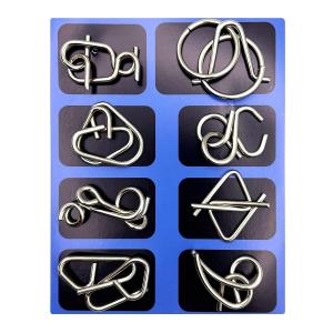 知恵の輪 パズルセット 8個入り ブルー 大人 子ども向け 金属パズル 知能 謎解き ストレス発散 暇つぶし 親子遊び ((S