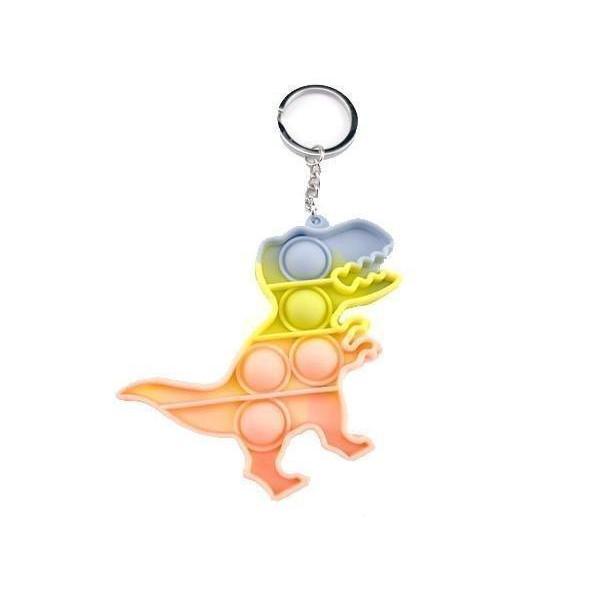 プッシュポップ キーホルダー パズル 知育玩具 ストレス発散 スクイーズ マカロン 恐竜 ((S