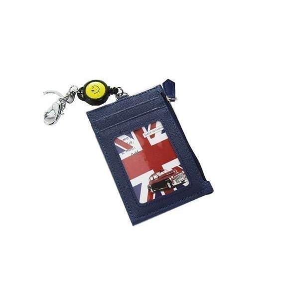 パスケース リール付き 定期入れ ICカードケース 子ども 小銭入れ 可愛い 通勤 通学 ネイビー ...