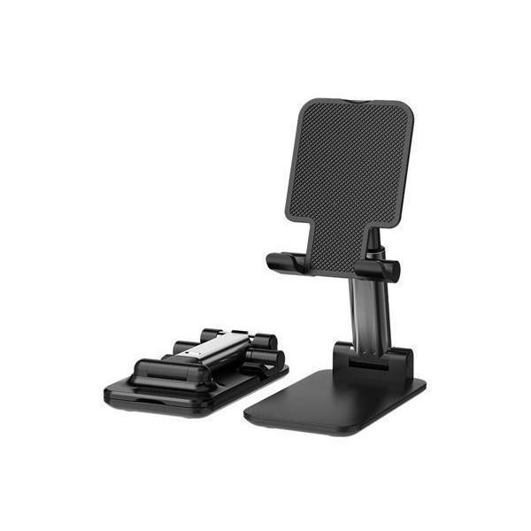 スマホスタンド ブラック 卓上 携帯用 一体型 強化安定型 折りたたみ 滑り止め 角度/高さ自由調節...