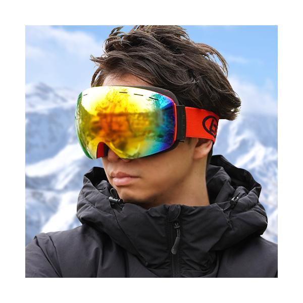 スキーゴーグル スノーゴーグル  スノーボード オレンジ ゴーグル UVカット 紫外線カット スキー...