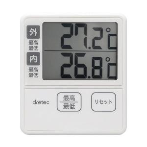 ドリテック O-285IV アイボリー 温度計 室内 室外 デジタル