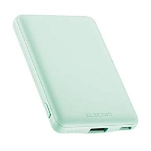 エレコム DE-C37-5000GN グリーン モバイルバッテリー 5000mAh 12W コンパクト 薄型 軽量 iPhone Android 各種対応