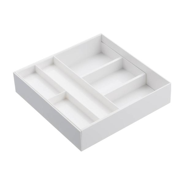 山崎実業 伸縮&amp;スライド カトラリートレー ホワイト プレート Plate スライド式 カトラリーケ...