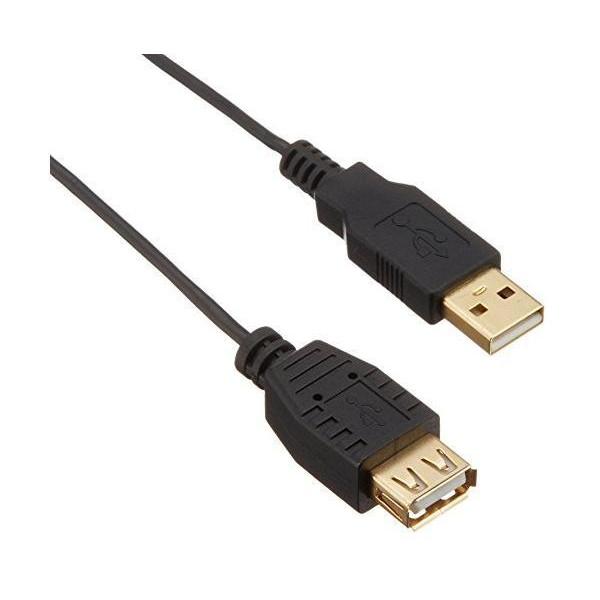 BUFFALO USB2.0延長ケーブル (A to A) スリムタイプ ブラック 2m BSUAA...