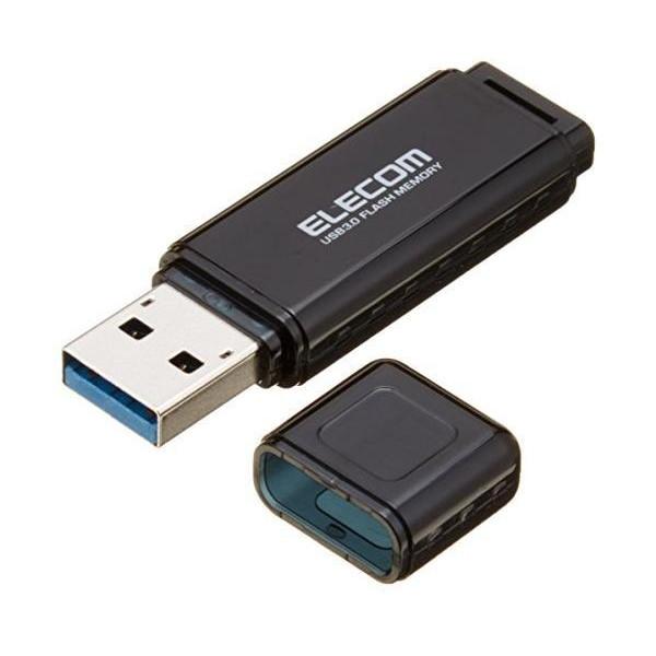 エレコム USBメモリ 64GB USB3.0 Windows/Mac対応 キャップ紛失防止 ブラッ...