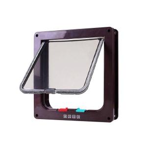 キャットドア ペットドア ブラウン S 壁 取り付け 猫 出入り口 薄型 4WAY 開閉ロック機能 ペット用品 小型犬 ((S｜LARGO Yahoo!店