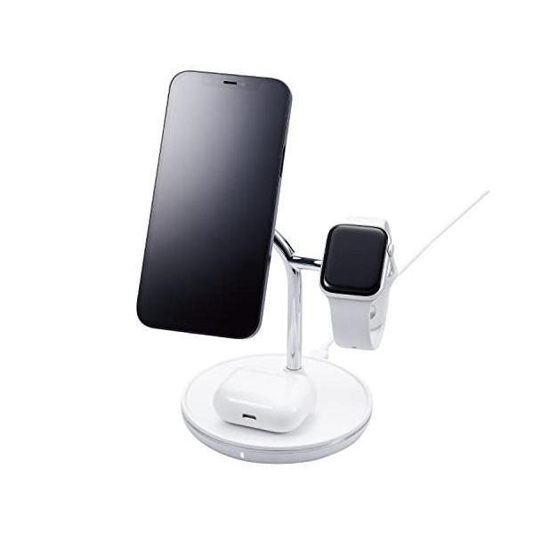 エレコム ワイヤレス充電器 3in1 3台同時充電 マグネット内蔵 Apple正規認証品 ホワイト ...