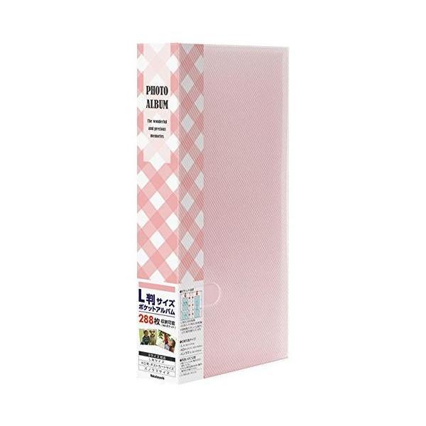 ナカバヤシ ポケットアルバム フォトホルダー L判 288枚 チェックピンク PHE1288A-P
