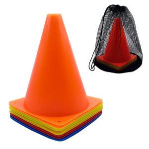 マーカーコーン サッカー ミニ 陸上 トレーニング 4色10個セット 高さ18cm 収納ポーチ付き フットサル 野球 テニス 運動会 ((S