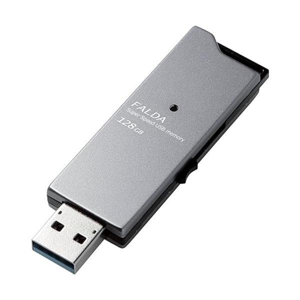 エレコム USBメモリUSB3.0対応 スライド式 高速転送 アルミ素材 128GB ブラック MF...