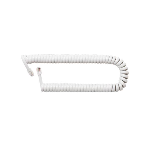 ミヨシ DC-J403S/WH 4極4芯 受話器用カールコード ストレート結線タイプ 0.3m ホワ...