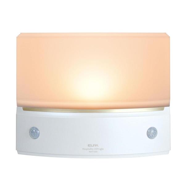 エルパ HLH-1203 PW パールホワイト もてなしライト 電球色LED 3W 電池式 人感セン...