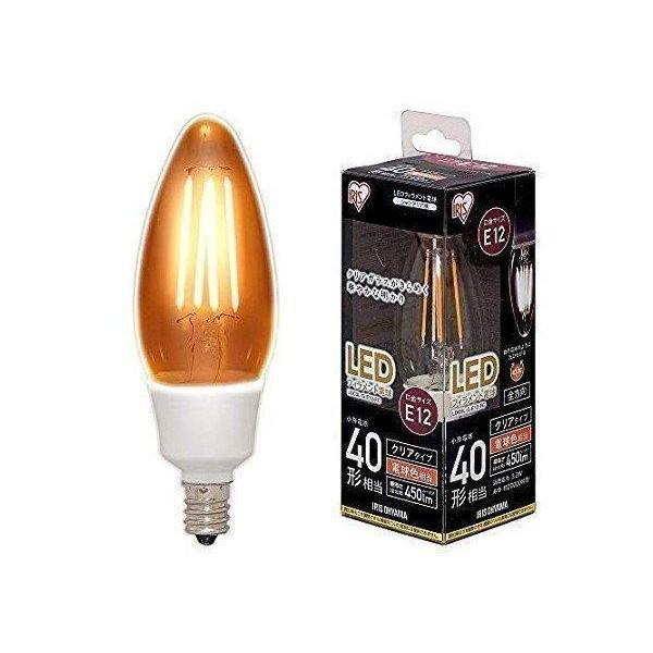 LEDフィラメントシャンデリア球 E12 40形相当 電球色 LDC3L-G-E12-F アイリスオ...