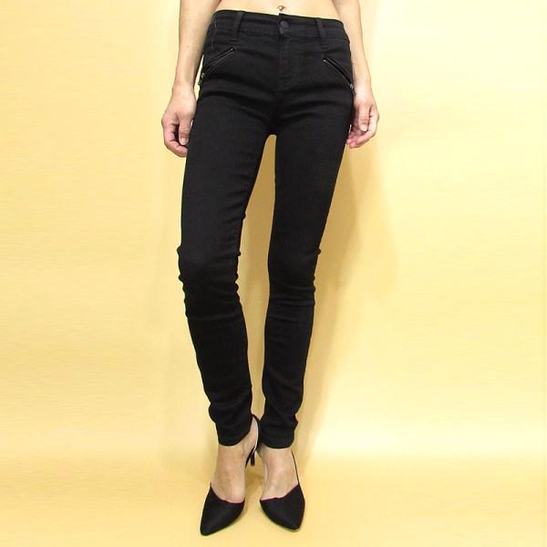 Denim067 ミッドライズ　ジップポケット　スキニー　ブラック　デニム