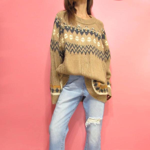 Knit257 フェアアイル柄　オーバーサイズセーター　ニット