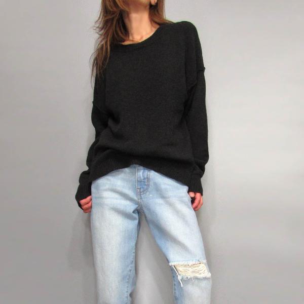 Knit271 切り替えデザイン　クルーネック　ソフトニット　セーター