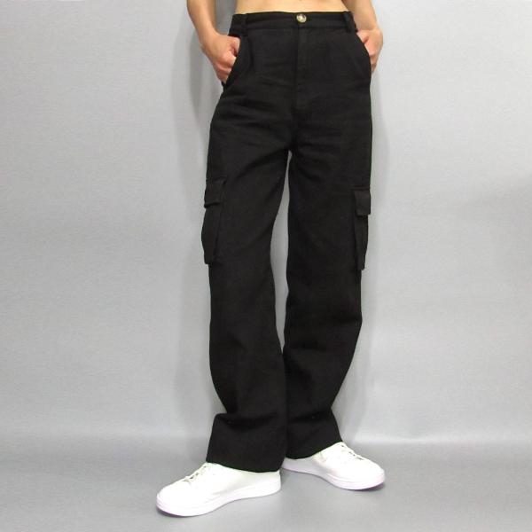 Pants276 リネンブレンド　ハイウェスト　カーゴパンツ