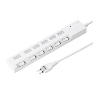 サンワサプライ 節電エコタップ 2P 6個口 3m TAP-S17-3