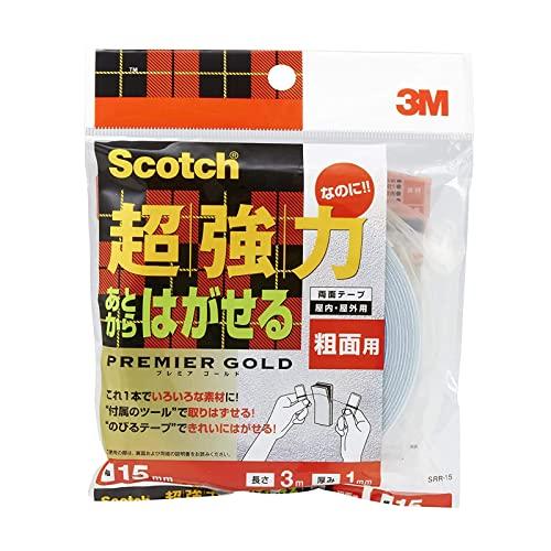 3M 両面テープ 超強力 なのに あとから はがせる 粗面用 幅15mm 長さ3m スコッチ SRR...