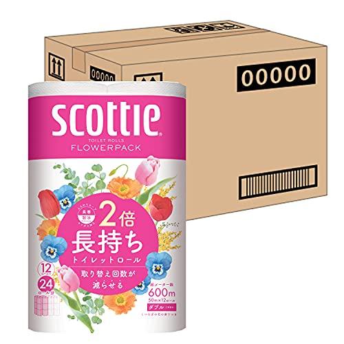 【ケース販売】 スコッティ 紙材 フラワーパック 2倍巻き(12ロールで24ロール分) トイレット ...