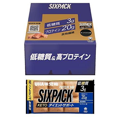 まとめ買いSIXPACKケトプロテインバー キャラメル味 1枚（43g）×10個 UHA味覚糖