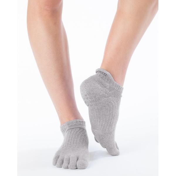 5本指ソックス アンクル 25-27cm サポート 中厚 オーガニックコットン 滑り止め 11007...