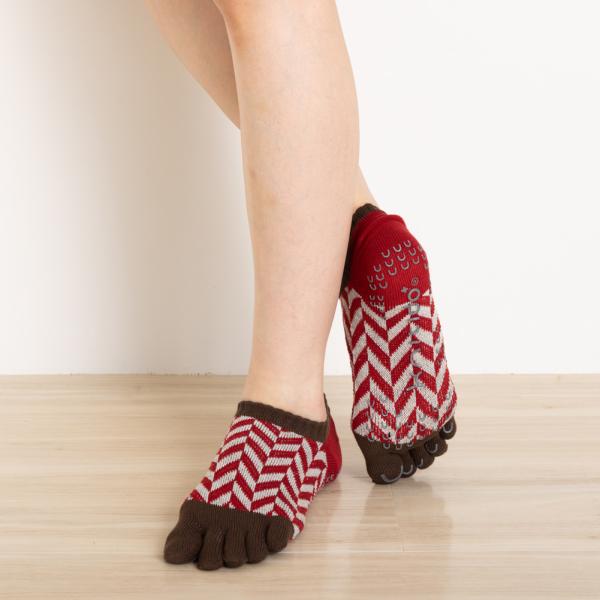 5本指ソックス アンクル 23-25cm オーガニックコットン 滑り止め カラフル 140211 フ...