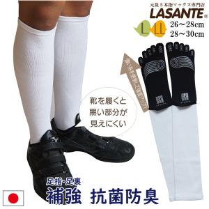 5本指 ハイソックス 26-28cm 28-30cm 滑り止め 30334 ツートン ベースボール 抗菌防臭加工 足指足裏補強 五本指靴下 野球 日本製 LASANTE｜lasante